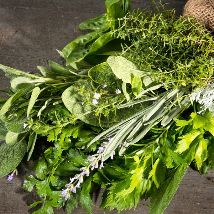 Fresh Herbs Fresh herbs on old wooden table.