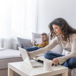 mother working with child