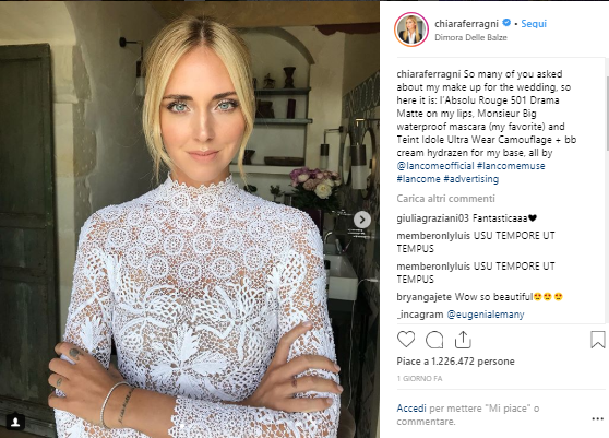 trucco da sposa chiara ferragni