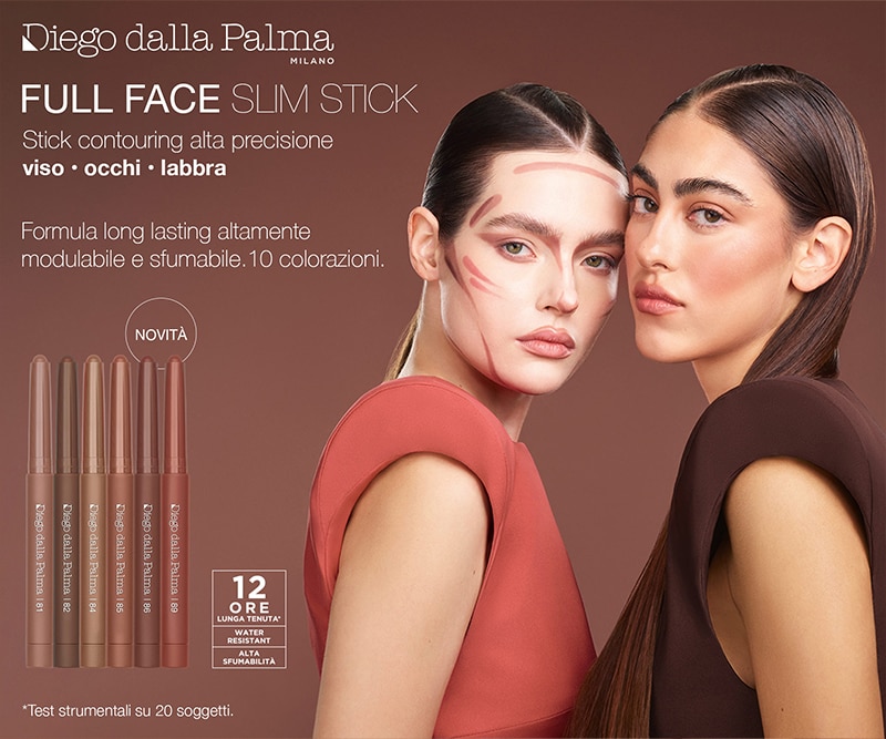 MIT2026-WK15-DDP-HP-Banner.jpg Diego dalla Palma Full Face Slim Stick: stick contouring ad alta precisione per viso, occhi e labbra, formula long lasting modulabile e sfumabile, disponibile in 10 tonalità.