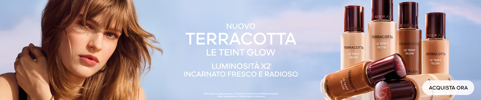 Guerlain Terracotta Le Teint Glow, fondotinta luminoso effetto naturale per incarnato fresco e radioso.