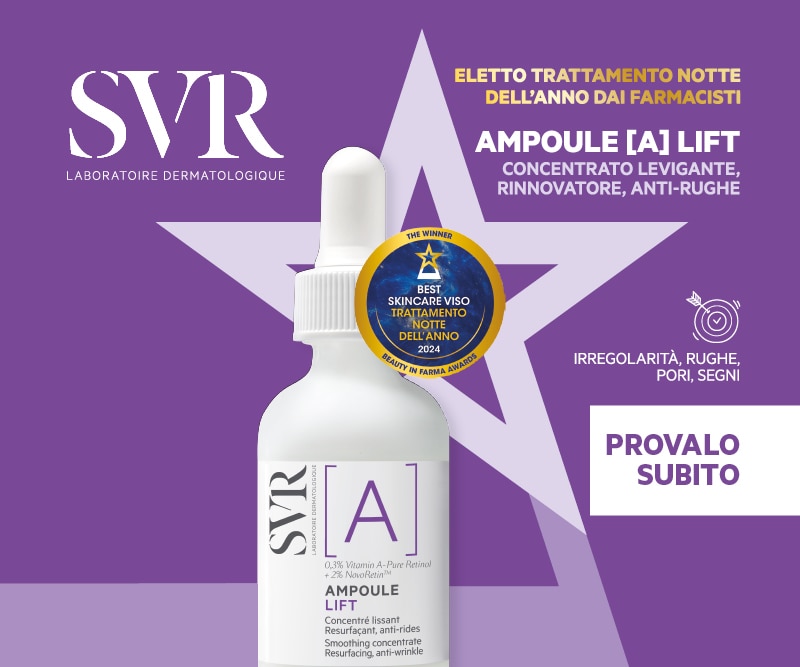 SVR Ampoule [A] Lift concentrato levigante, rinnovatore, anti-rughe. Eletto trattamento notte dell’anno dai farmacisti. Provalo subito.