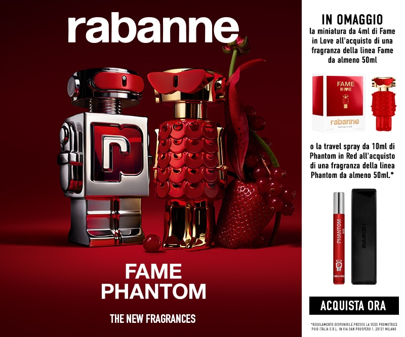 Rabanne Fame e Phantom nuove fragranze con miniatura o travel spray in omaggio