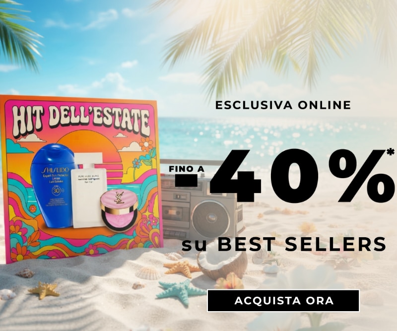 MIT2026-WK32-40-Best-Seller-HP-Banner.png ESCLUSIVA ONLINE fino a -40% su BEST SELLERS, selezione di prodotti beauty Hit dell’Estate con Shiseido, Yves Saint Laurent e profumo muschiato, ACQUISTA ORA