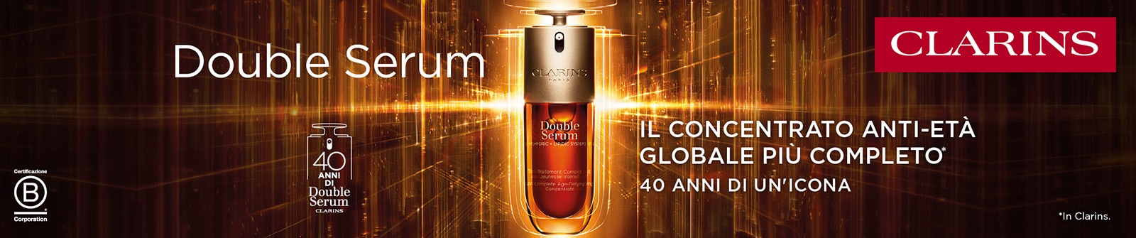 Clarins Double Serum 40 anni, concentrato anti-età globale icona.
