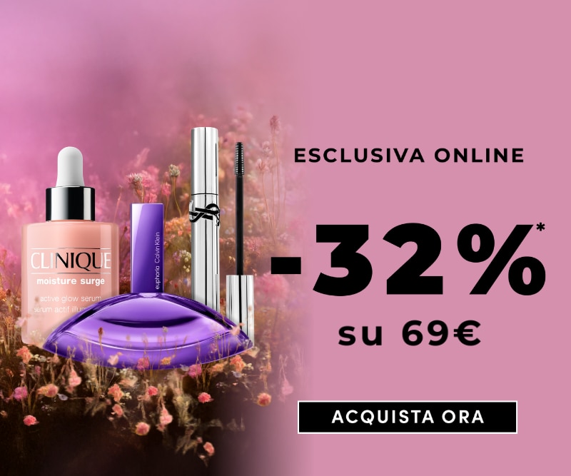MIT2026-WK11-32on69-HP-Banner.png Offerta esclusiva online con -32% su 69€ su una selezione di prodotti beauty, con pulsante ‘Acquista ora’.