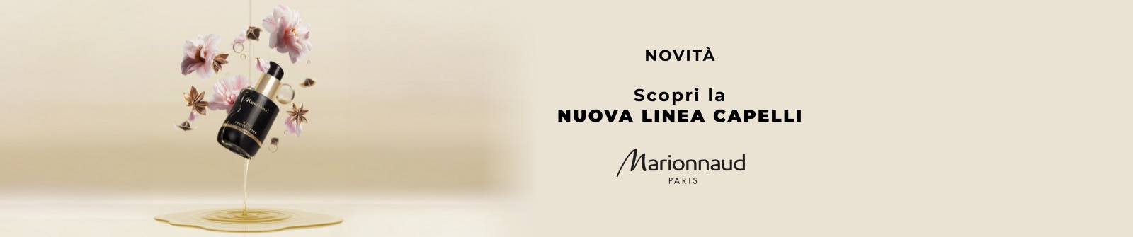 MIT_2026_Marionnaud_Haircare_1600x335.png Nuovo trattamento capelli Marionnaud con flacone nero e fiori su sfondo elegante