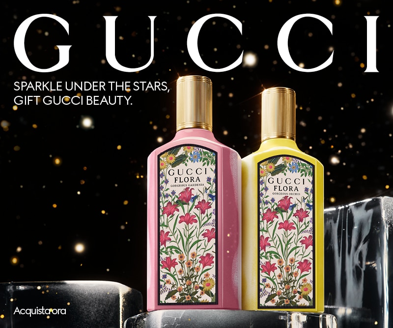 Gucci sparkle under the stars, gift Gucci beauty con fragranze Gucci Flora Gorgeous Gardenia e Gorgeous Magnolia, acquista ora.