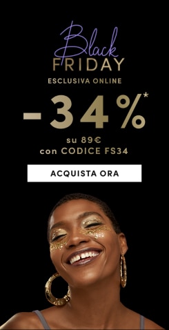Black Friday esclusiva online, sconto -34% su 89€ con codice FS34.