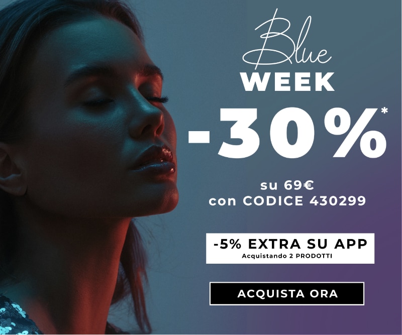 MIT2026-WK4-430299-AppExtra5on-HP-Banner.png Blue Week con sconto -30% su 69€, codice promozionale 430299, extra -5% su app acquistando 2 prodotti e pulsante Acquista ora