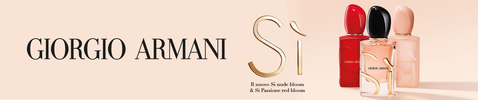 GIORGIO ARMANI Sì, fragranze iconiche Si Passione red bloom e Si nude bloom in flaconi eleganti