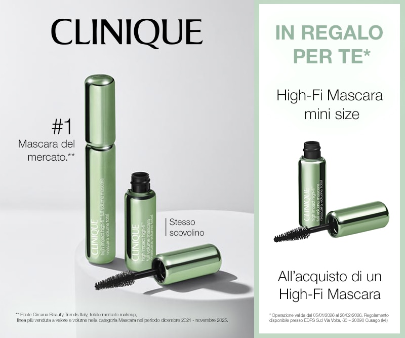 Clinique High-Fi Mascara numero uno del mercato stesso scovolino mini size in regalo all’acquisto