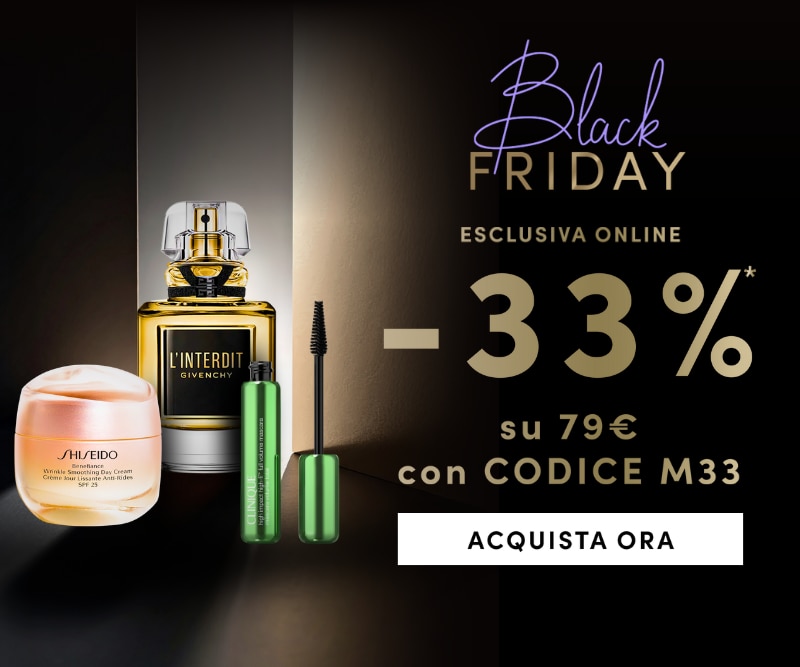 Black Friday esclusiva online -33% su 79€ con codice M33