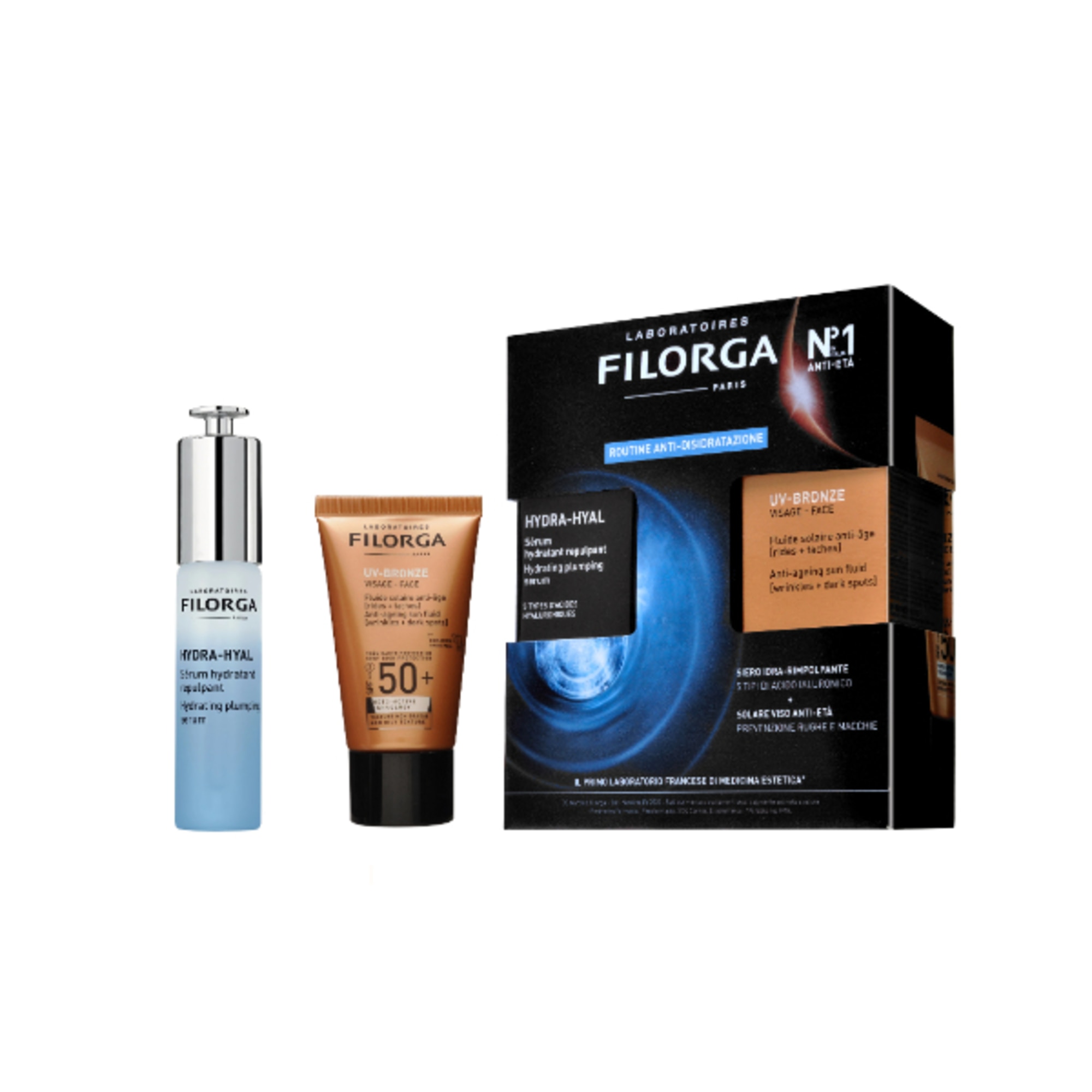 30ml+40ml Filorga COFANETTO SOLARE HYDRA HYAL + BRONZE FACE Cofanetto 1 di 3