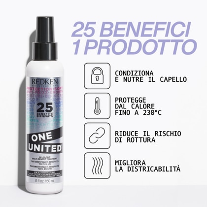 150 ML Redken ONE UNITED Trattamento Spray Capelli Multibeneficio  1 di 3 