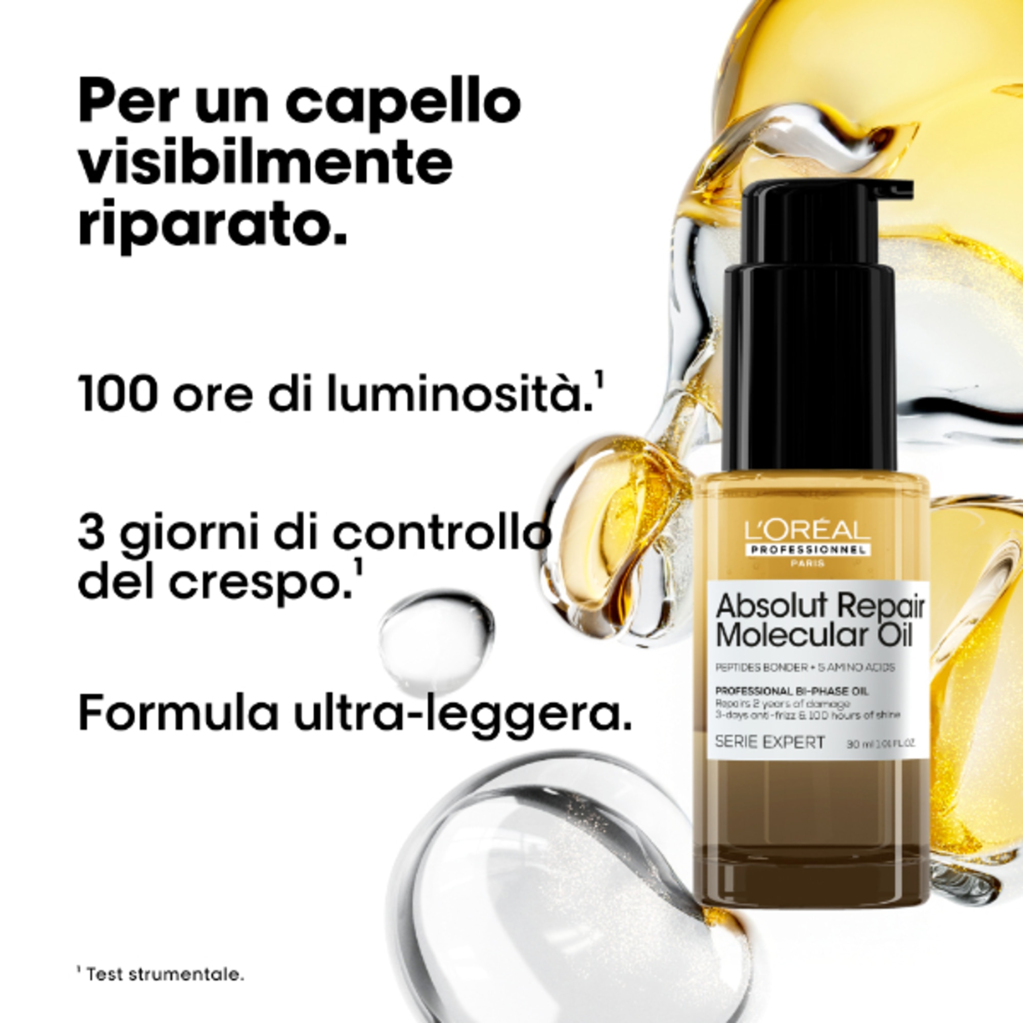 30 ML L'Oreal Professionnel ABSOLUT REPAIR MOLECULAR OLIO Olio Bifasico 7 di 7 Olio Bifasico