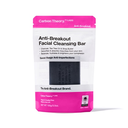 100 G Carbon Theory ANTI-BREAKOUT FACIAL CLEANSING BAR Detergente Solido Viso con Carbone e Olio di Tea Tree  1 di 1 