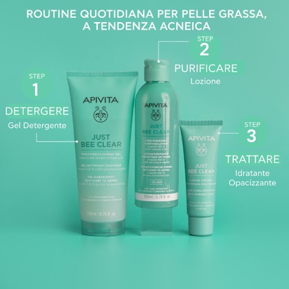 40 ML Apivita JUST BEE CLEAR Crema Idratante Opacizzante Anti-Imperfezioni  1 di 8 