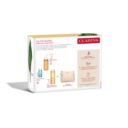 150ml+200ml+30ml Clarins GLI ESSENZIALI DETERSIONE RIGENERANTE Cofanetto Regalo  1 di 4 