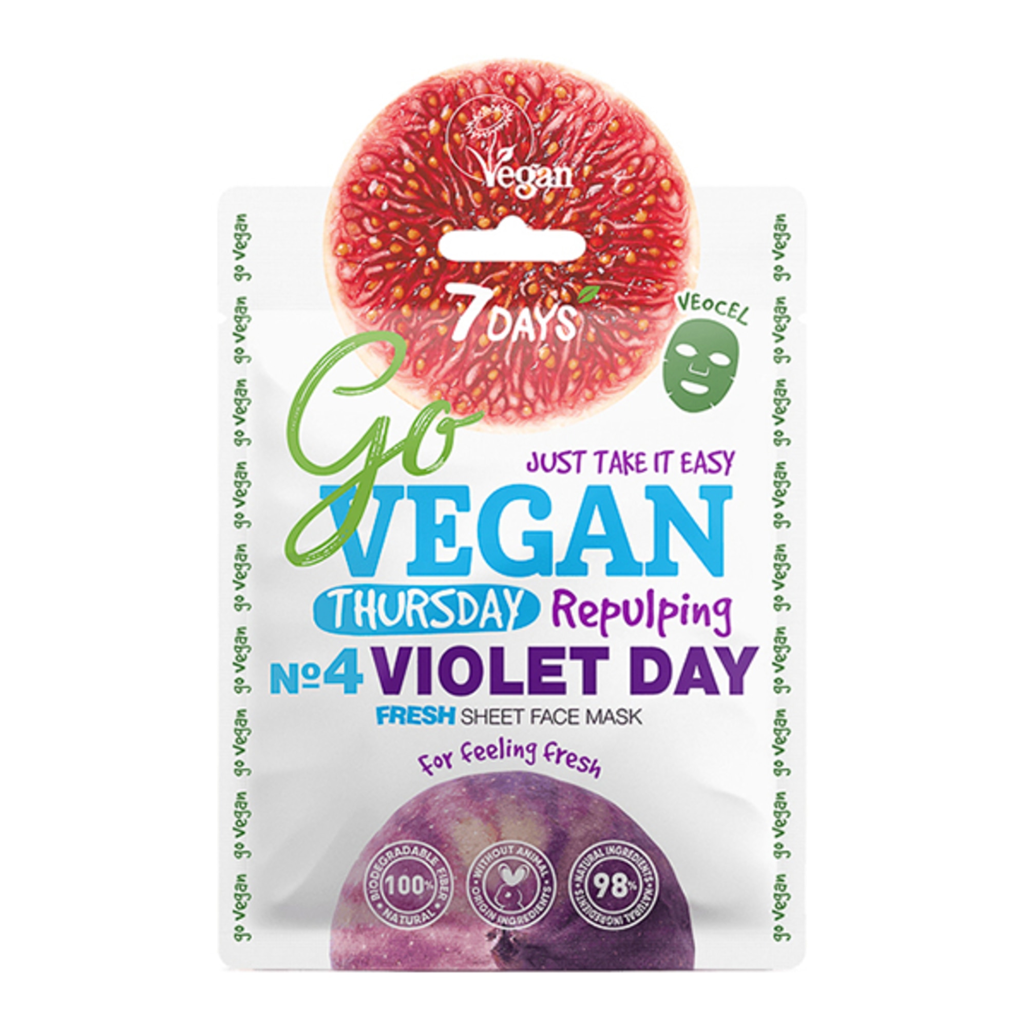 25 G 7Days GOVEGAN - VIOLET DAY Maschera Viso in Tessuto - Rimpolpante 1 di 1