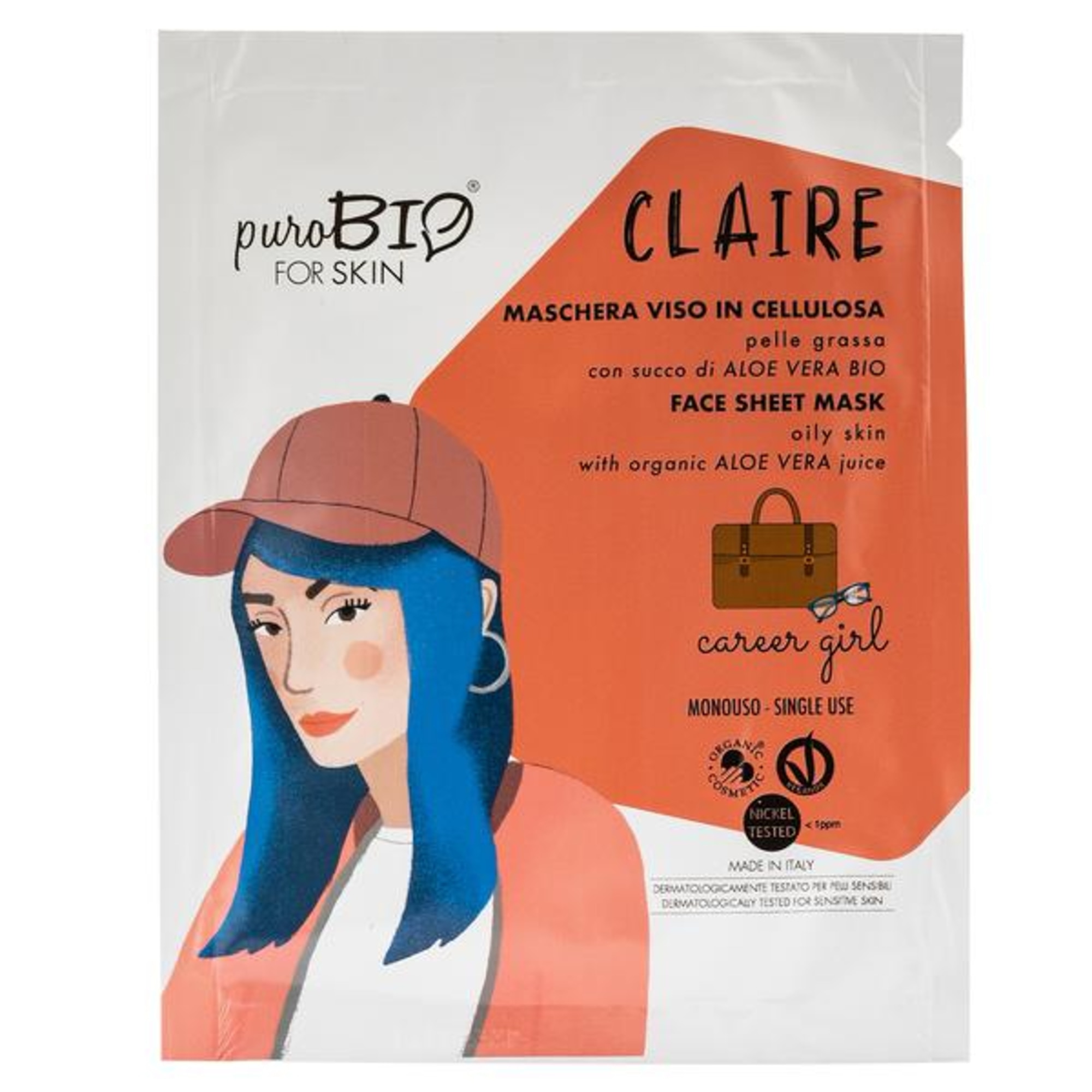 PuroBio CLAIRE Maschera Viso Tessuto Pelle Grassa 1 di 1