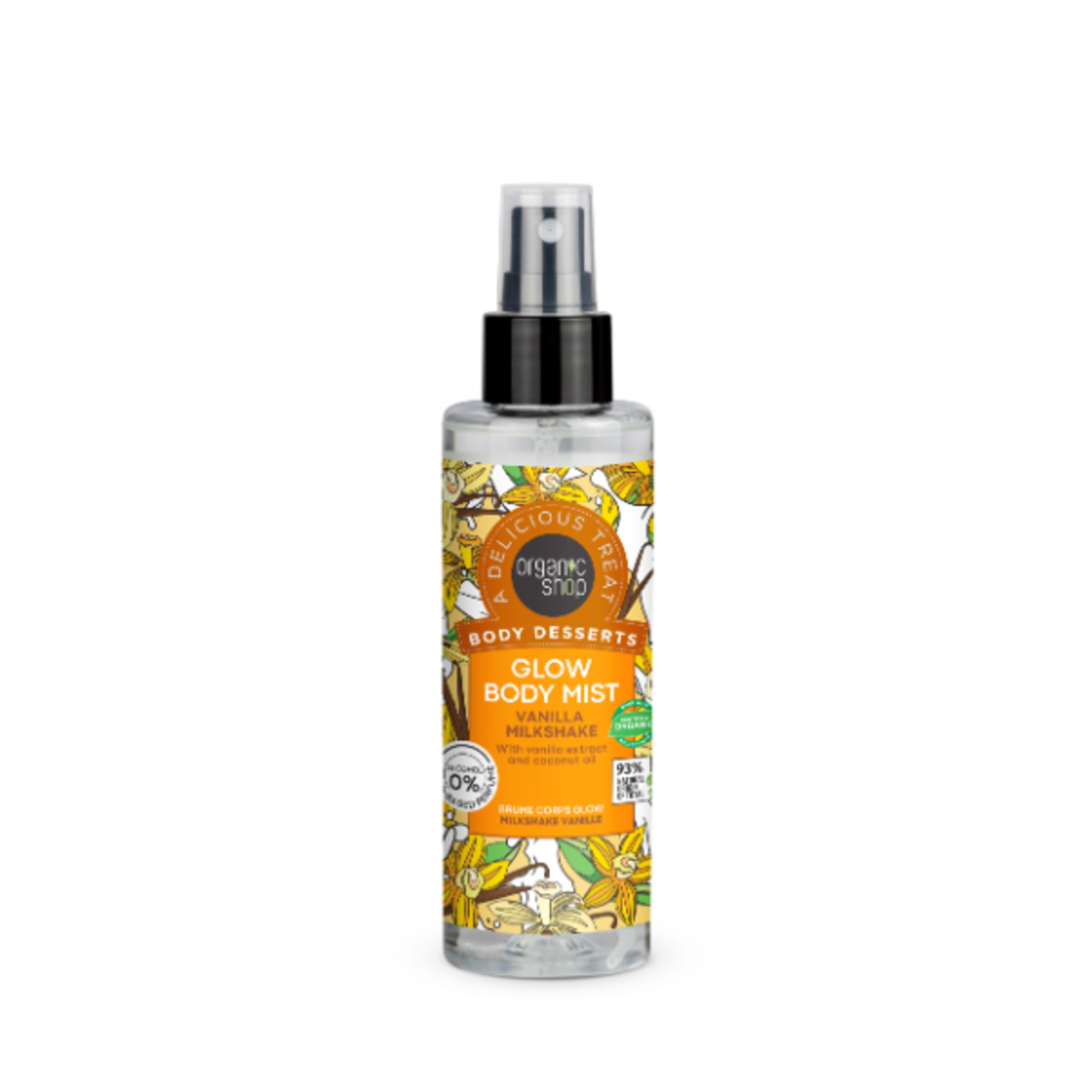 200 ML Organic Shop GLOW BODY MIST Spray Corpo Illuminante Milkshake alla Vaniglia 1 di 1