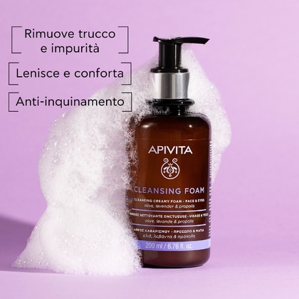 200 ML Apivita CLEANSING FOAM Mousse Detergente Cremosa Viso e Occhi  1 di 7 