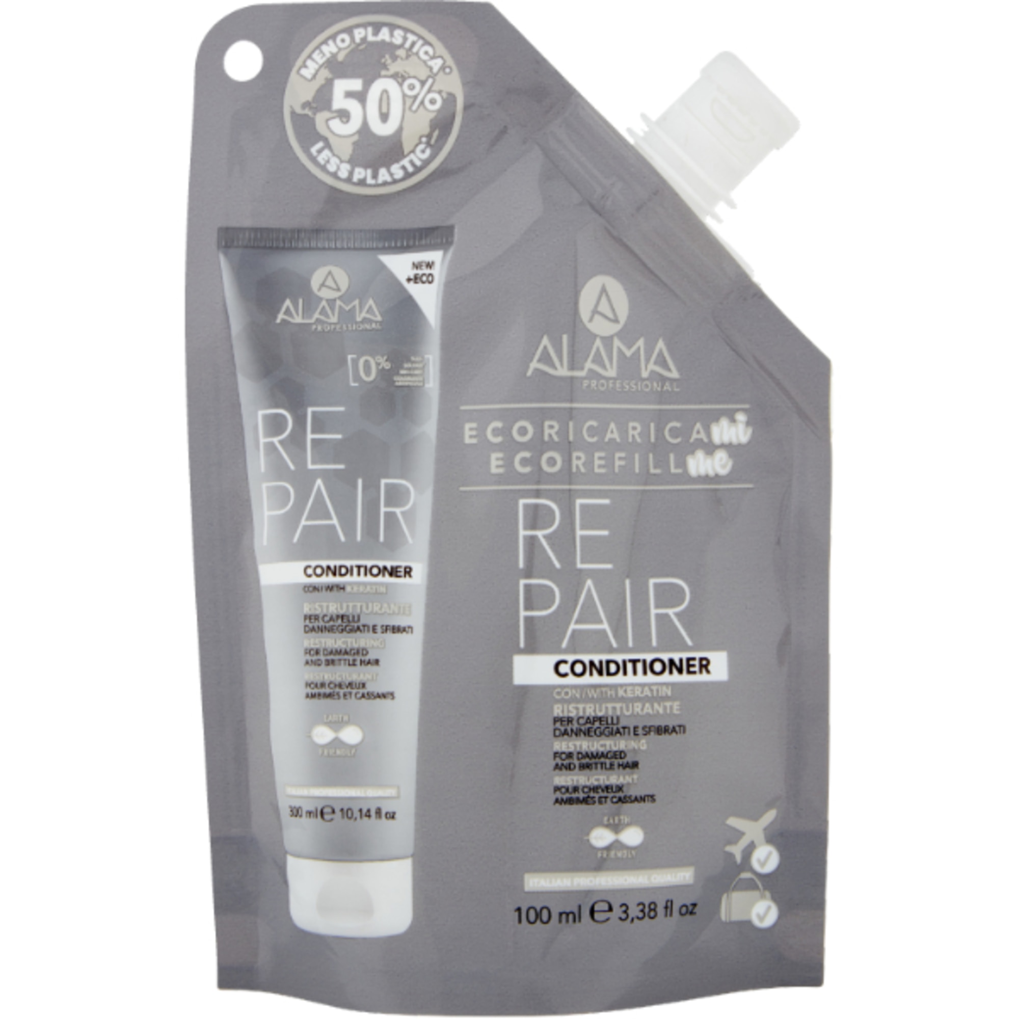 100 ML ALAMA PROFESSIONAL ECOREFILLME REPAIR Ricarica Balsamo Ristrutturante Capelli Danneggiati e Sfibrati 1 di 1