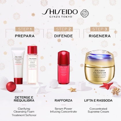 50ml+15ml+30ml+10ml+0,6ml Shiseido VITAL PERFECTION SUPREME HOLIDAY KIT Cofanetto Regalo  1 di 3 