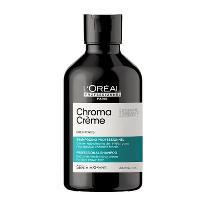 300 ML L'Oreal Professionnel CHROMA CRÈME Shampoo Verde per capelli da marrone scuro a nero  1 di 3 