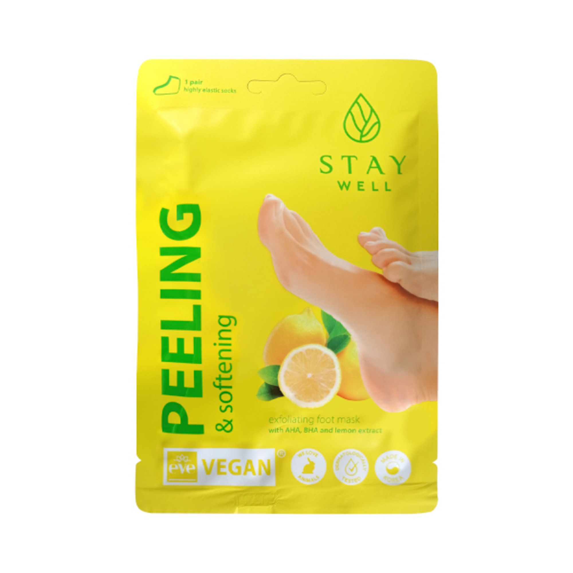 Stay Well PEELING & SOFTENING FOOT MASK Maschera Piedi Limone 1 di 1