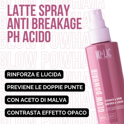 150 ML Mulac GLOW POWHAIR RINFORZA & LUCIDA Latte Spray Rinforzante  1 di 8 