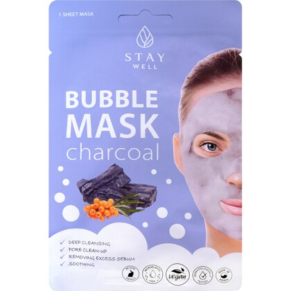 20 G Stay Well SHEET MASK Maschera Tessuto Lavabile Carbone  1 di 2 