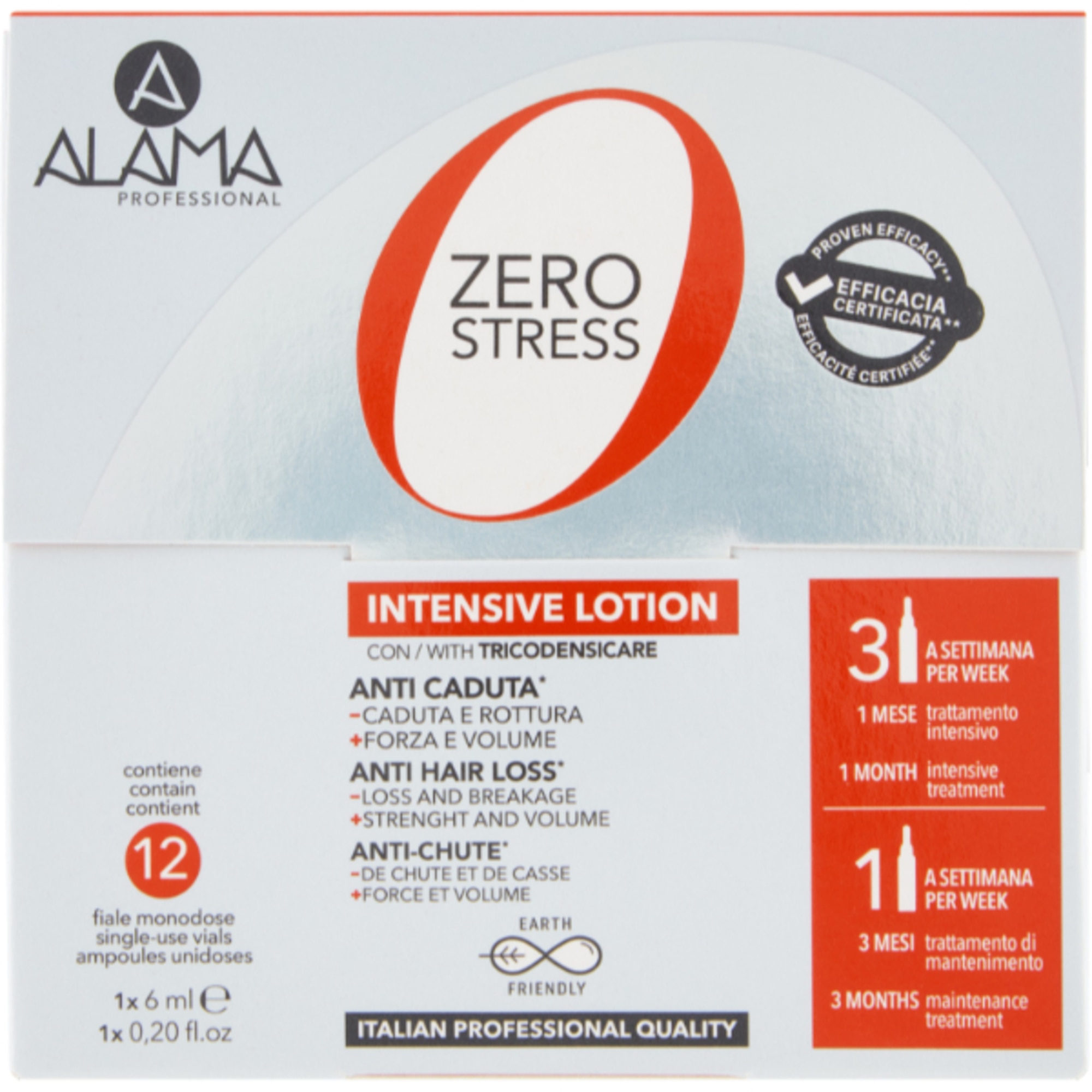 12x6ml ALAMA PROFESSIONAL ZERO STRESS Lozione Anticaduta 1 di 1