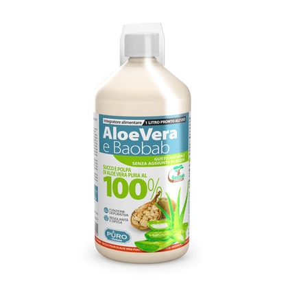 1000 ML PURO BY FORHANS ALOE VERA SUCCO&POLPA+BAOBAB Integratore Drenante e Depurativo  1 di 1 