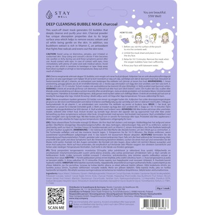 20 G Stay Well SHEET MASK Maschera Tessuto Lavabile Carbone  1 di 2 