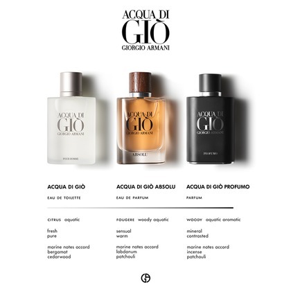 100 ML Giorgio Armani ACQUA DI GIÒ Acqua di Gio' Homme Eau De Toilette 100Ml Vaporisateur  1 di 3 