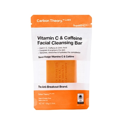 100 G Carbon Theory VITAMIN C & CAFFEINE FACIAL CLEANSING BAR Detergente Solido Viso con Vitamina C, Caffeina e Acido Citrico  1 di 1 