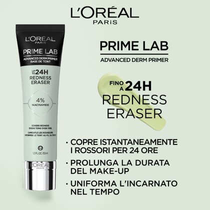 30 ML L'Oréal Paris PRIME LAB 24H REDNESS ERASER Primer  1 di 3 