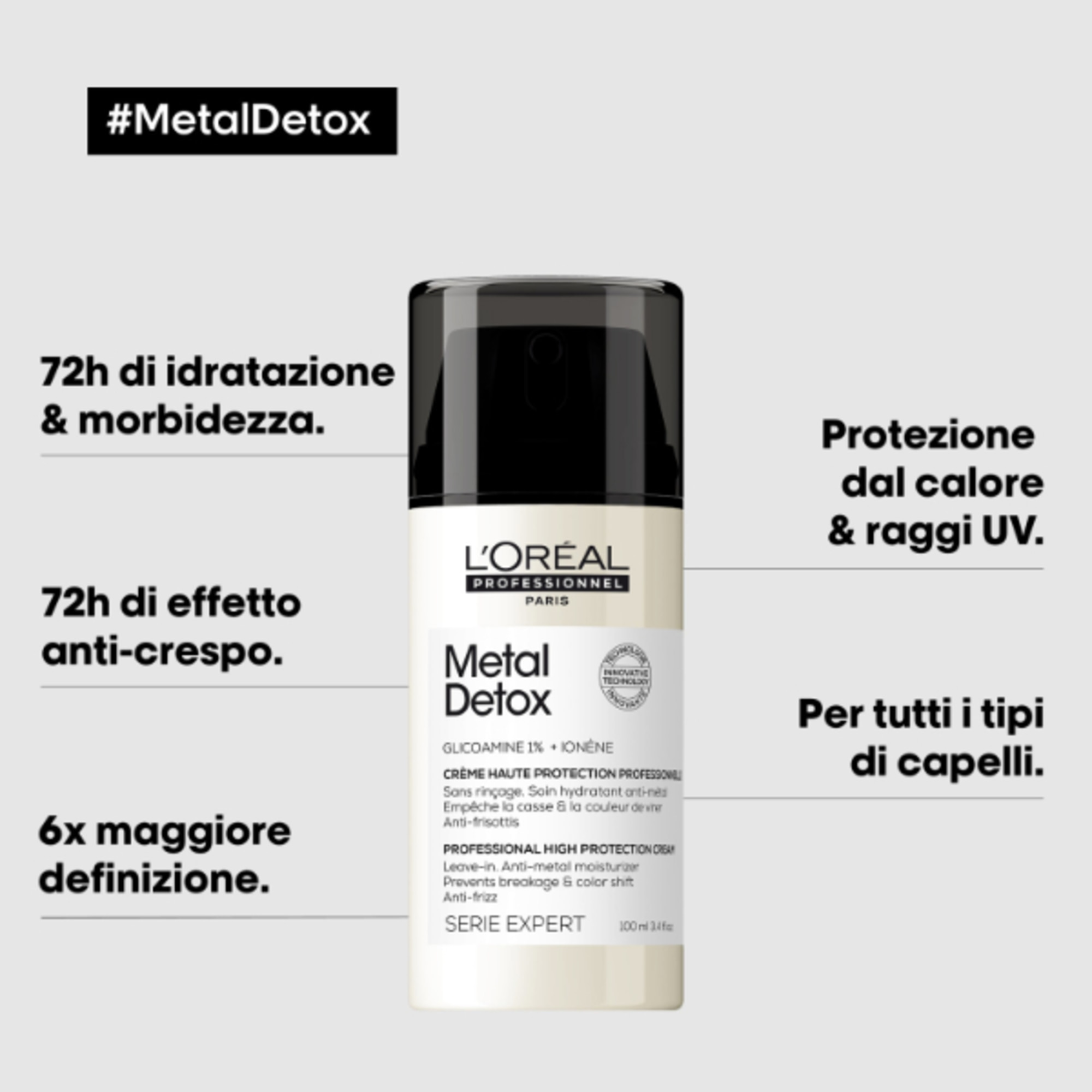Crema Leave-in Altamente Protettiva Anti-metallo e con Filtro UV