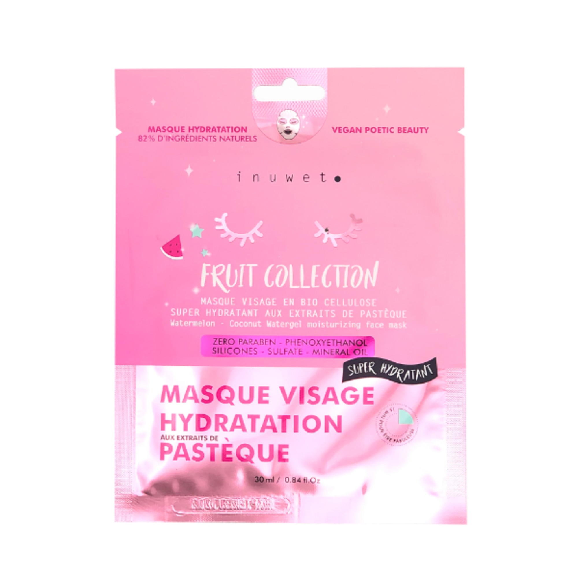Inuwet FRUIT COLLECTION ANGURIA Maschera Viso Idratante Bio Cellulosa 1 di 2