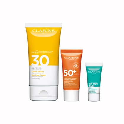 150ml+30ml+8ml Clarins I MIEI ESSENZIALI PER L'ESTATE Cofanetto Solare  1 di 3 