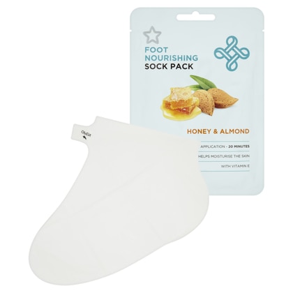  Superdrug S/D FOOT NUORISHING SOCK PACK Maschera Piedi al Miele e Mandorle  1 di 2 