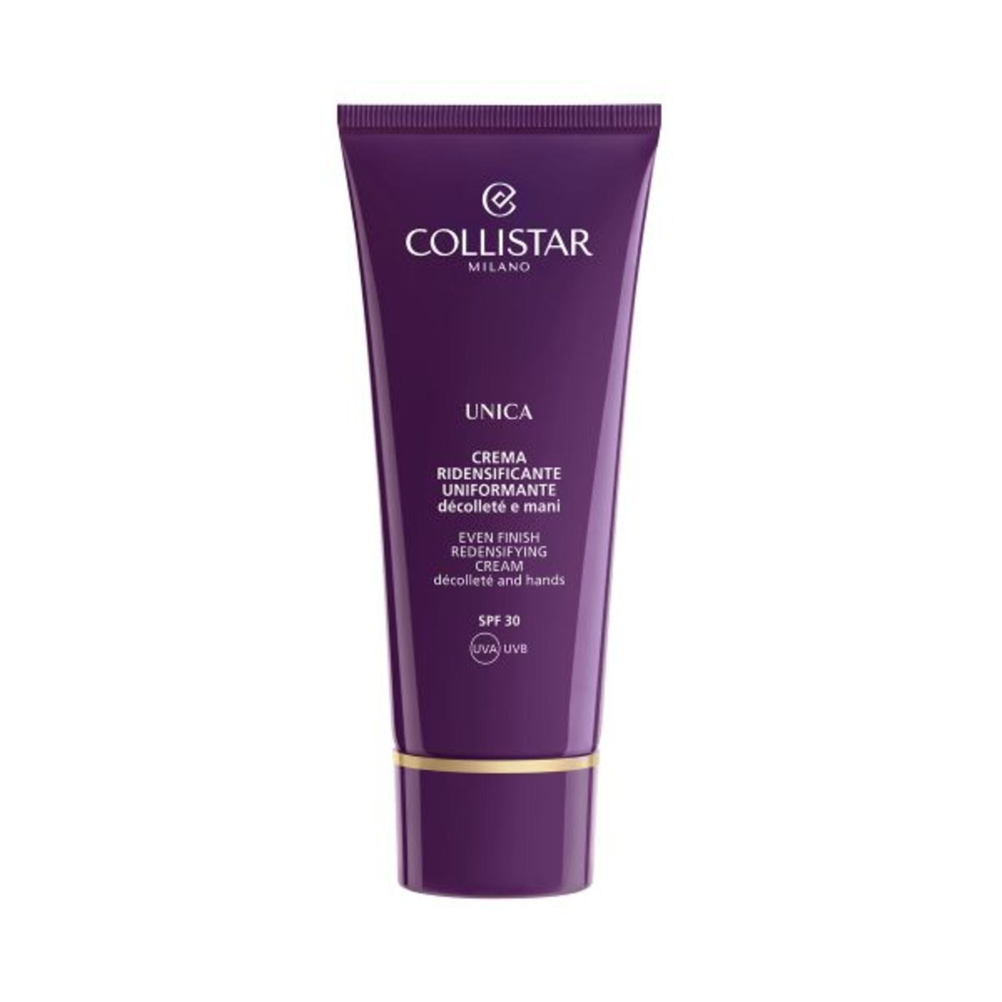 75 ML Collistar UNICA CREMA RIDENSIFICANTE UNIFORMANTE DÉCOLLETÉ E MANI Crema pelle rimpolpata e tono uniforme 1 di 3