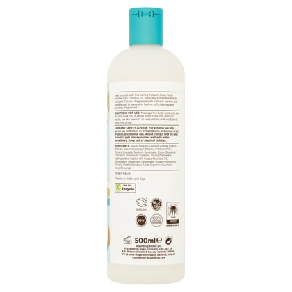 500 ML Superdrug Extracts COCONUT BODY WASH Bagnoschiuma al Cocco  1 di 2 