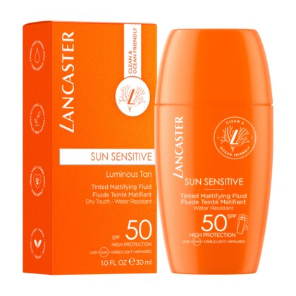 30 ML Lancaster SUN SENSITIVE Tinted Mattifying Fluid SPF50  1 di 3 