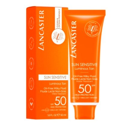 50 ML Lancaster SUN SENSITIVE Latte Fluido Viso Privo Di Oli SPF 50  1 di 3 