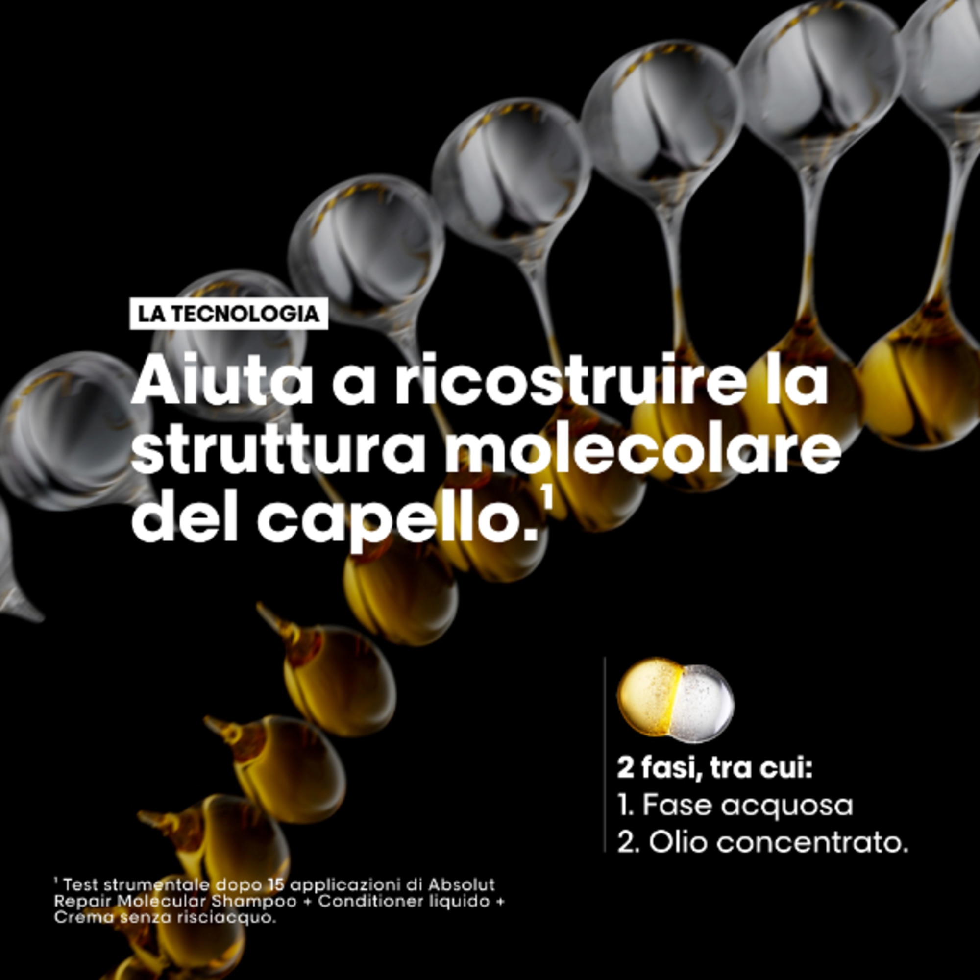 30 ML L'Oreal Professionnel ABSOLUT REPAIR MOLECULAR OLIO Olio Bifasico 6 di 7 Olio Bifasico