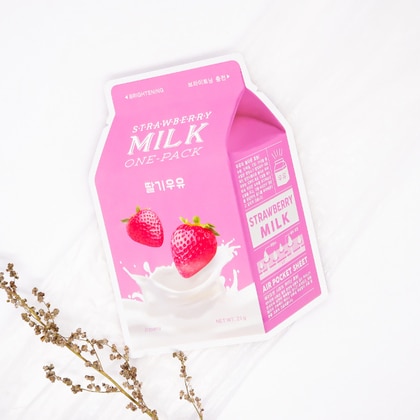 21 G A'PIEU STRAWBERRY MILK ONE-PACK Maschera in Tessuto Viso Latte e Fragola  1 di 2 