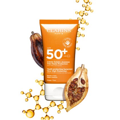 50 ML Clarins CRÈME SOLAIRE JEUNESSE Crema Solare Protezione Molto Alta SPF 50+  1 di 5 